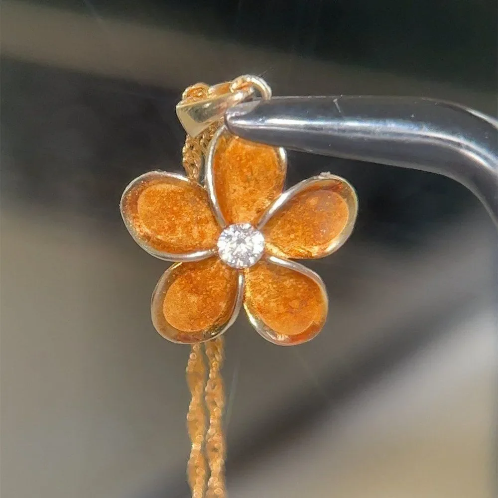 925 Plumeria on 14k Twisted Chain‎